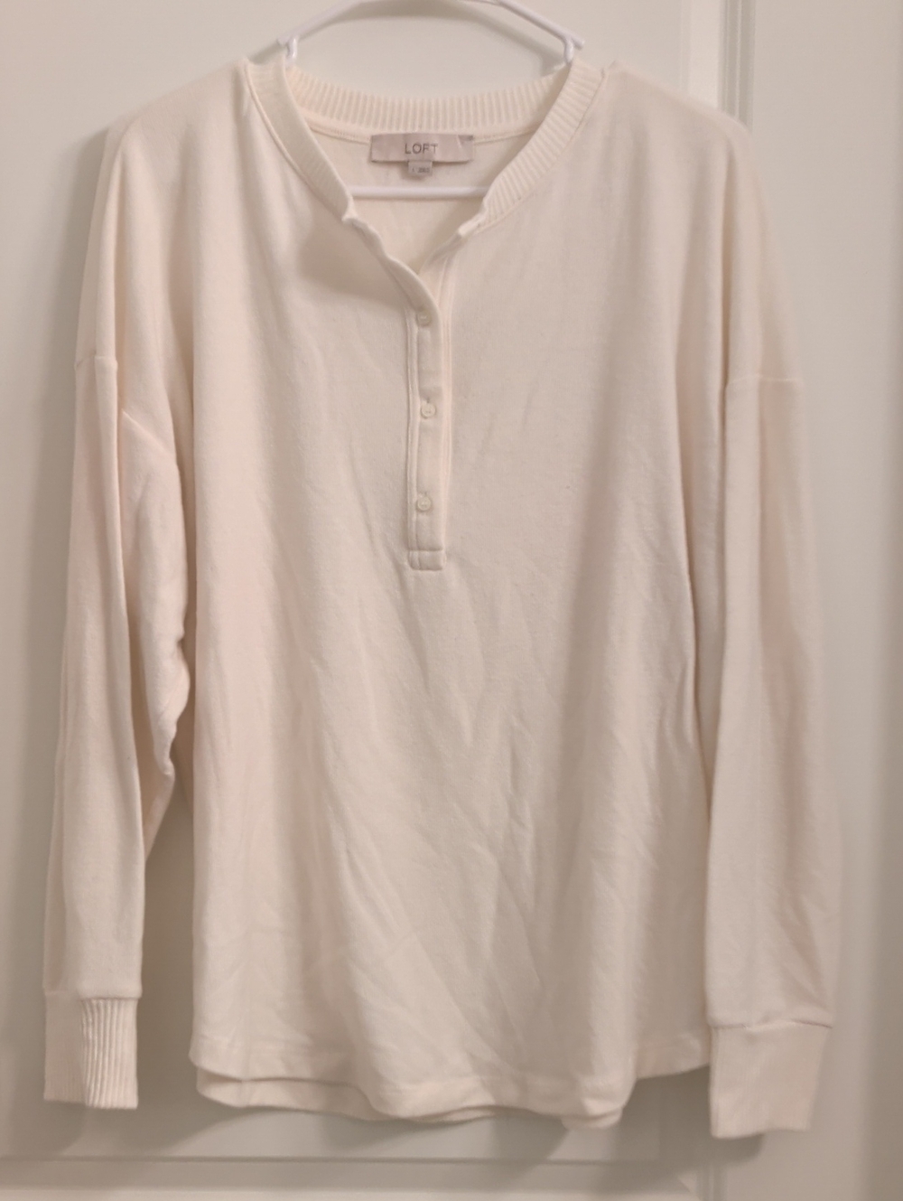 LOFT Cream Long-Sleeve Shirt